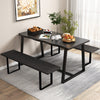 63" Large Dining Table with Wavy Edge and Heavy-duty Metal Frame-Black - Gallery View 1 of 10