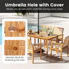 63-inch outdoor dining table featuring a 1.97" umbrella hole with cover, made of solid acacia wood for durability.