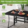 Rectangle metal patio dining table in black, 63" x 33", seats 6, with powder-coated surface and umbrella hole for.