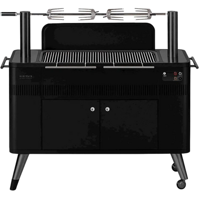 Everdure HBCE3BUS HUB II 54-Inch Charcoal Grill with Patented Built-in Rotisserie System Steel Graphite New