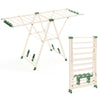 64-inch clothes drying rack in beige with height adjustable wings, ideal for laundry room, patio, or balcony use.