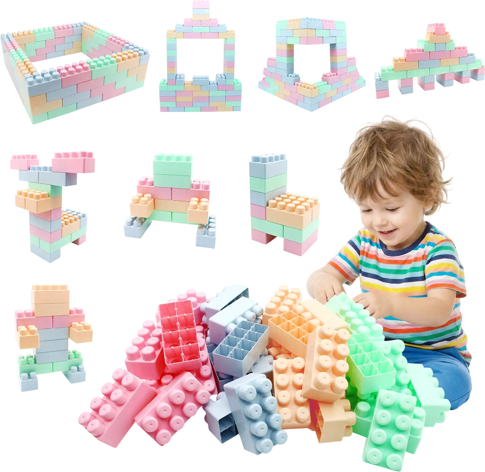 Costway 64-Pc STEM Building Blocks Educational Toy for Toddlers 24548368 New