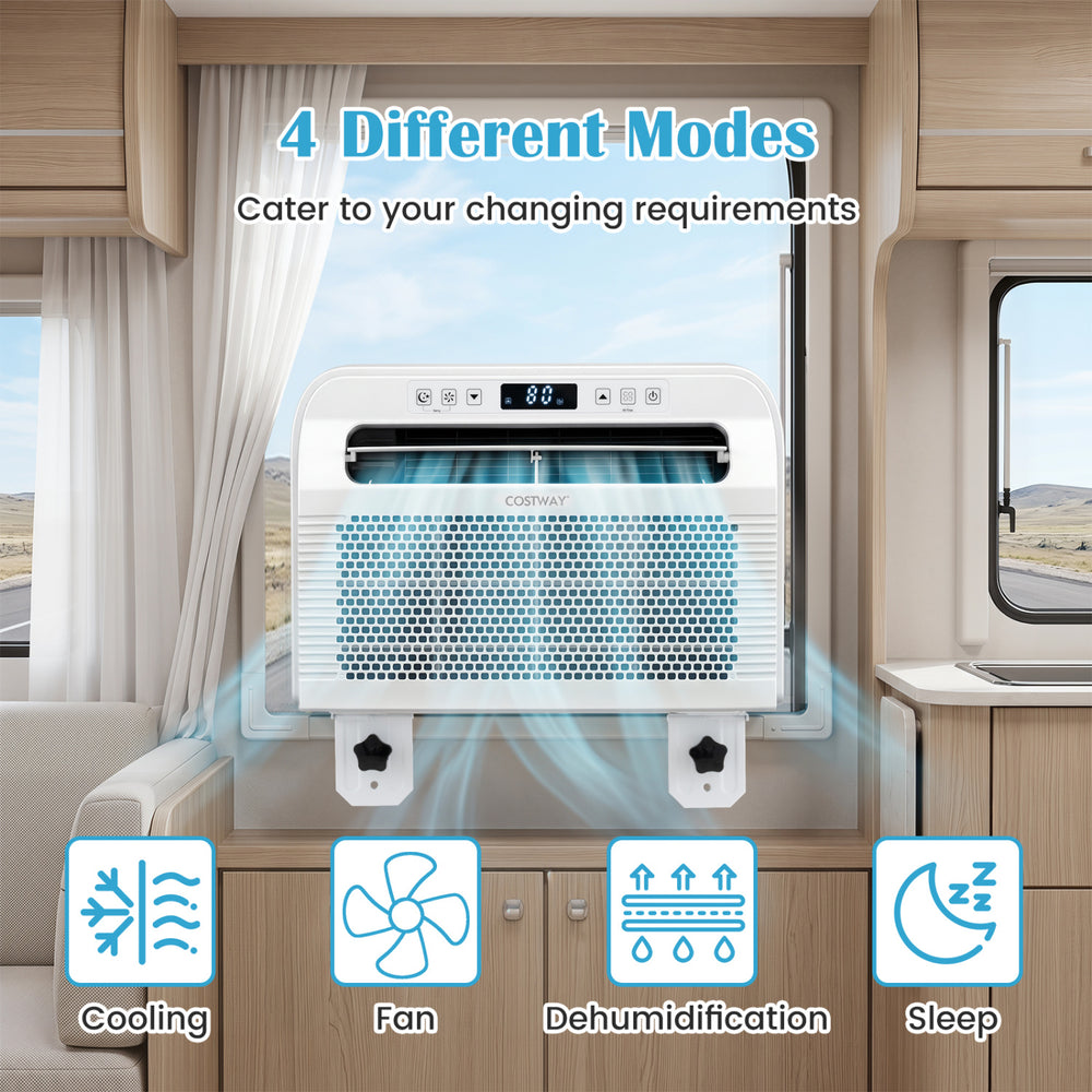 6500 BTU window AC unit with WiFi control, featuring four modes and a low-noise operation for RVs and small spaces.
