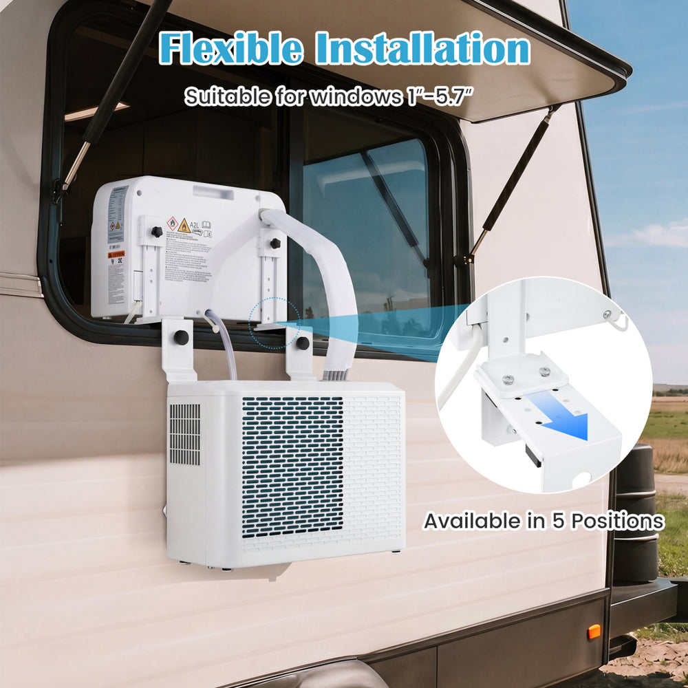 6500 BTU window AC unit with WiFi control, suitable for windows 1"-5.7", perfect for RVs and small spaces.