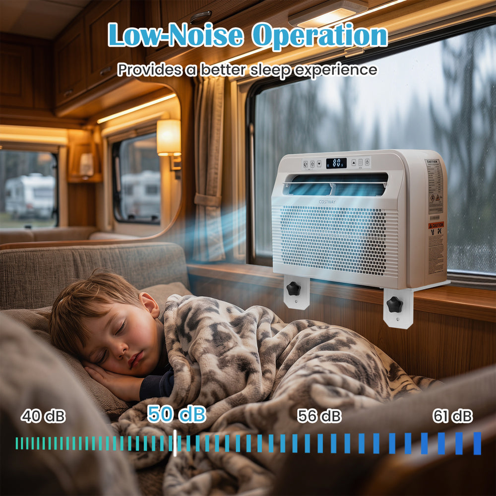 6500 BTU window AC unit with WiFi control, low-noise operation, ideal for RVs and small spaces for better sleep.
