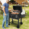 24-inch barrel charcoal grill with 544 sq.in cooking area, two folding side tables, and adjustable air vents for.