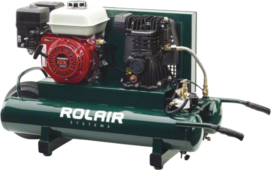 Rolair 6590HMK113 Air Compressor Wheelbarrow 9 gal. Gas 6.5 HP Honda GX200 Engine Single Stage Pump Manufacturer RFB