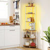 65 Inch 6-Tier Corner Shelf with Charging Station and Ambience Light-Natural - Gallery View 1 of 10