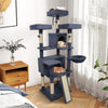 65 Inch Tall Multi-level Cat Tree with 3 Upholstered Perch and 2 Cat Condos-Dark Gray - Gallery View 1 of 11
