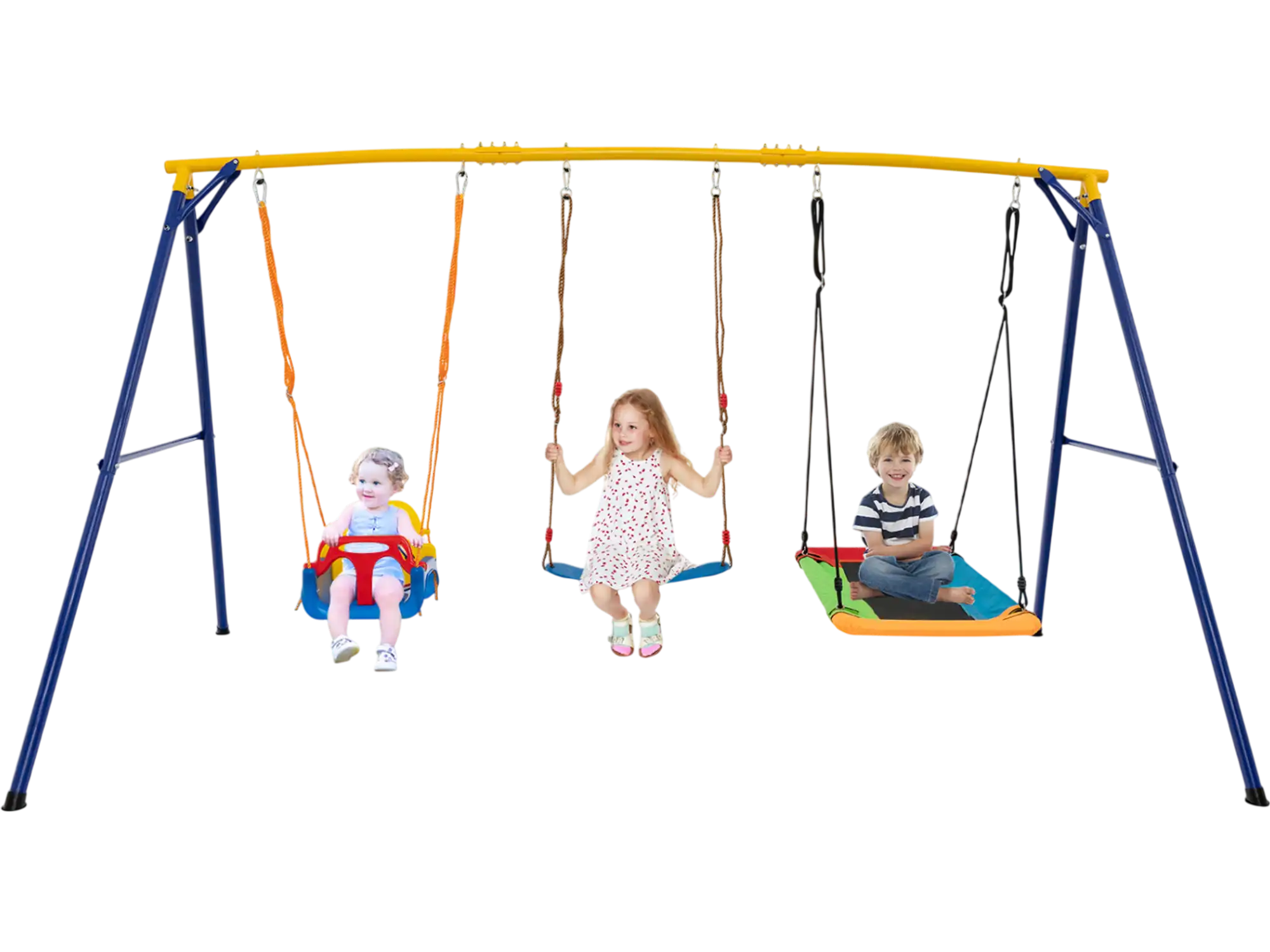 Costway 660 lbs Heavy Duty Carbon Steel 3-Swing Frame Playset 36149875 New