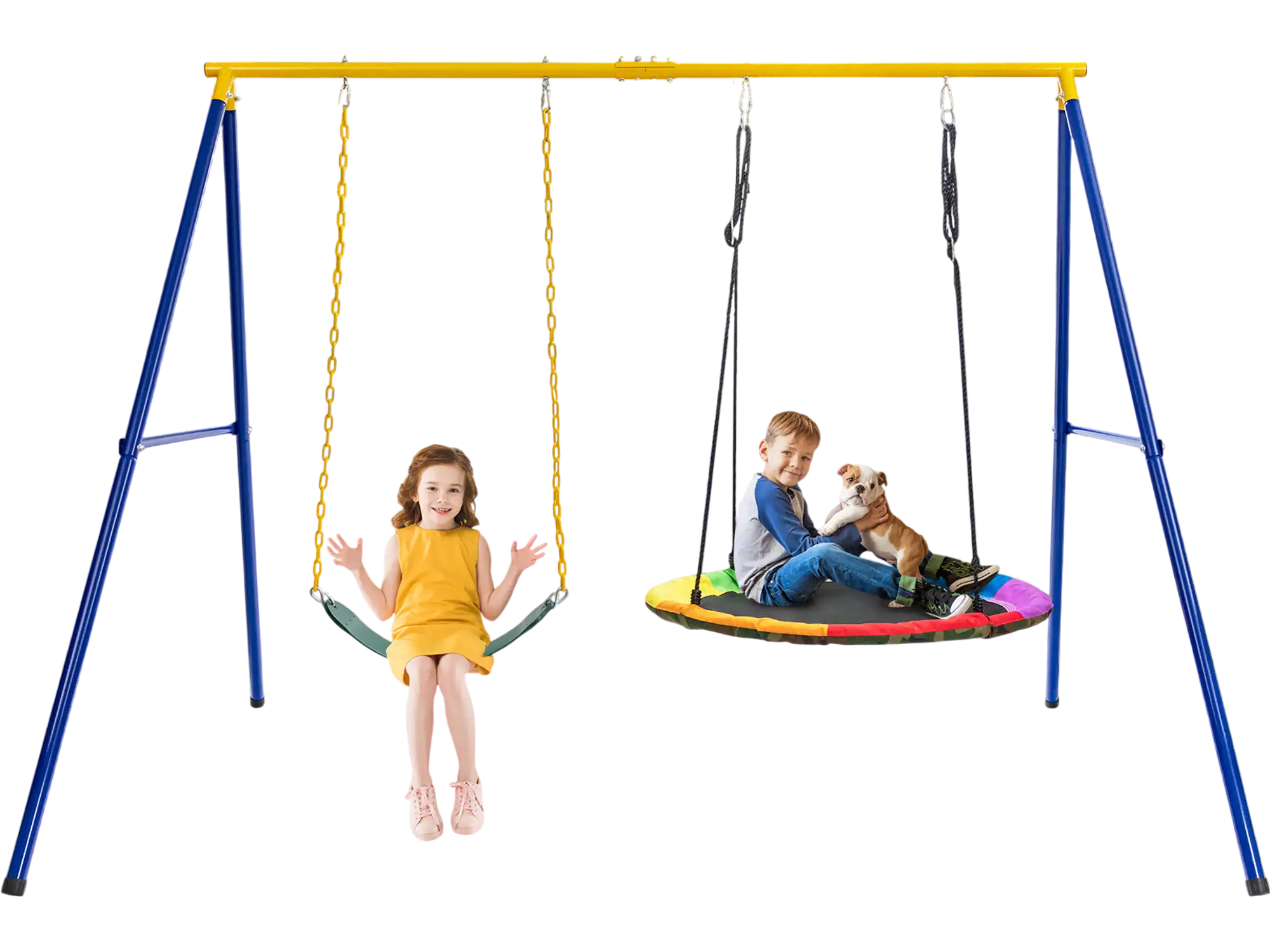 Costway 660 lbs Extra-Large A-Frame Swing Stand Yellow 20453918 New