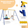 Extra-large A-frame swing stand in yellow, made of durable steel with anti-slip footpads for stability, supports 660.