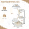 Multi-level 66.5" beige cat tower features two beds, a hammock, and sisal posts for climbing and lounging.