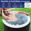 66 Gal outdoor ice plunge tub with lid, featuring thick insulation, inflatable support, and designed for muscle.