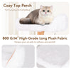 Cozy top perch of the 66-inch tall wooden cat tree, featuring soft plush fabric for lounging and overlooking.