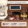 Pantry cabinet with built-in charging station, featuring 2 AC outlets and USB port, ideal for kitchen organization.