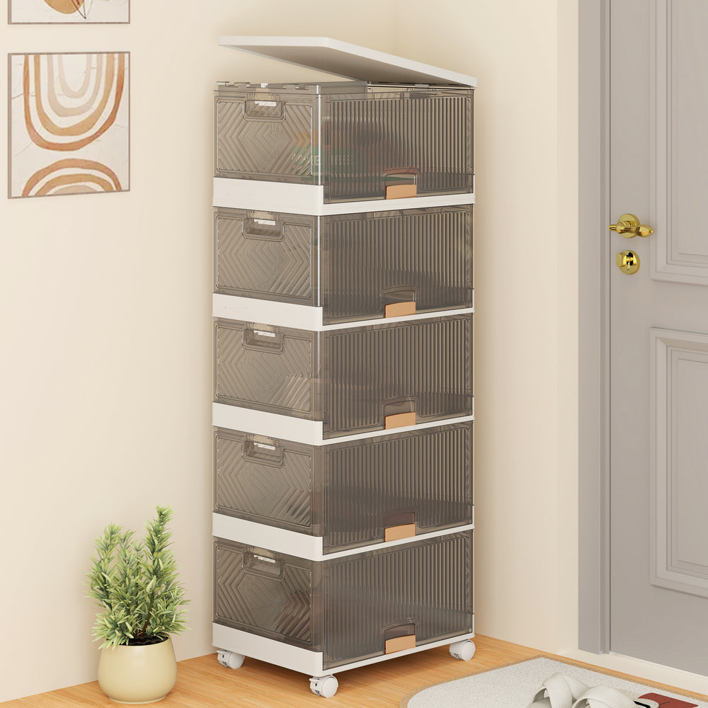 3/4/5/6-Cube Stackable Storage Bins with Detachable Wheels-5 Cube - Gallery View 1 of 9