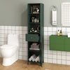 67 Inch Tall Bathroom Cabinet Narrow Floor Cabinet with Fluted Door-Green - Gallery View 1 of 11