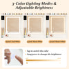 Vanity set with adjustable 3-color lighting, spacious storage, and built-in charging station for makeup organization.