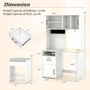 67-inch tall white vanity set with adjustable shelves, mirror, and charging station for organized makeup and.
