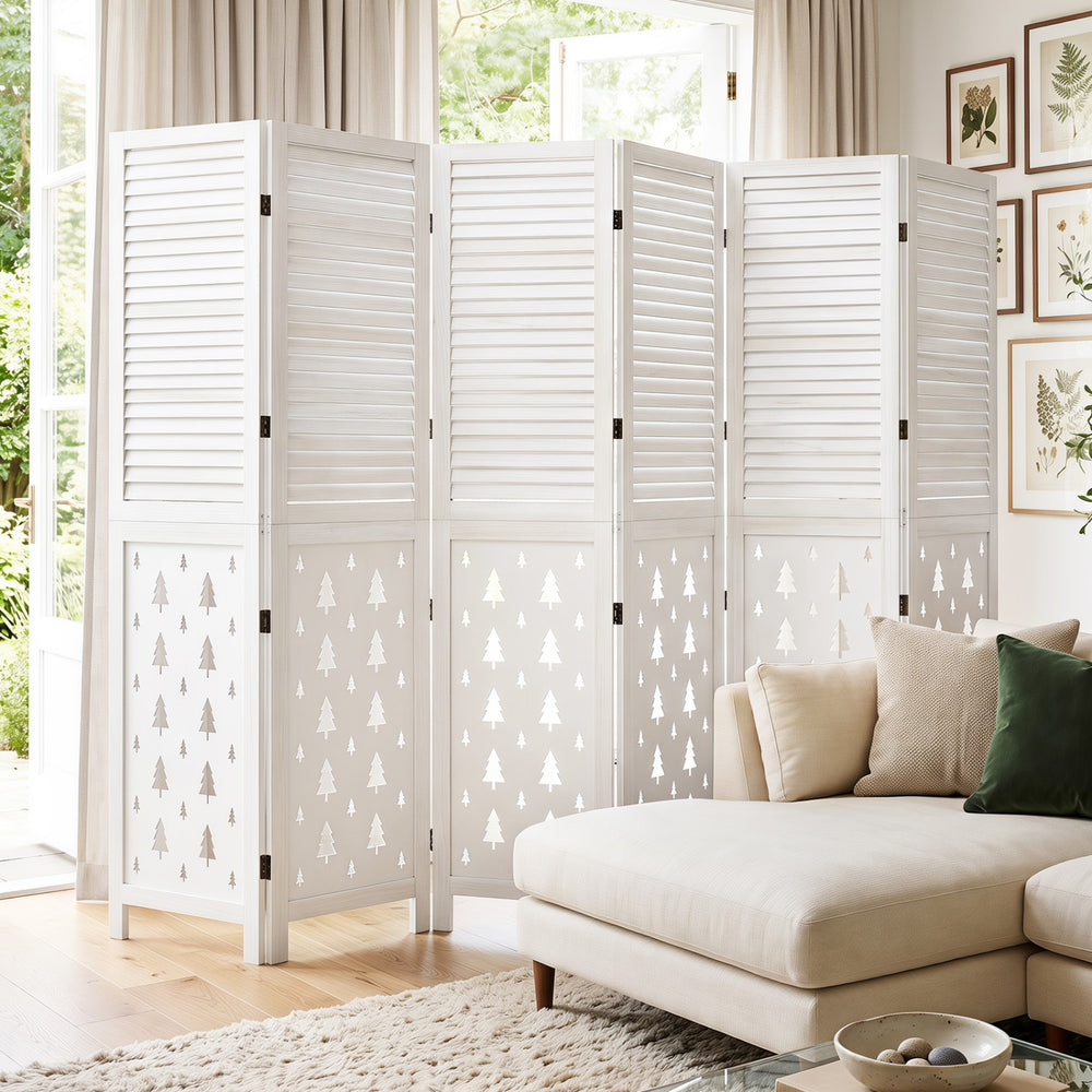 67" Tall Wood Room Divider Indoor Wooden Partition for Room Separation-6 Panels - Gallery View 1 of 10