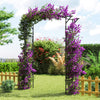 Garden arch trellis in black metal, 67 x 83 inches, ideal for climbing plants and as a wedding backdrop.