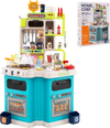 Kids kitchen playset in blue featuring realistic sounds, lights, and a water sink for imaginative play and organization.