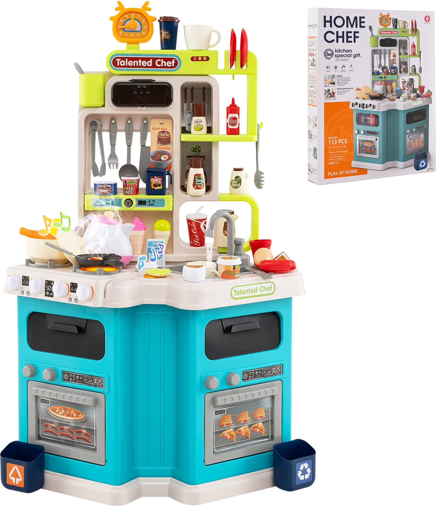 Costway Kids Corner Play Kitchen Realistic Sounds Lights 28775239 New