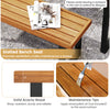 Acacia wood outdoor bench with slatted seat design, 48 inches long, perfect for patio dining and garden seating.