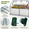 Close-up of the galvanized raised garden bed's reinforced support poles and smooth zippers, featuring a PVC cover for.