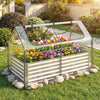 Galvanized raised garden bed with PVC cover, featuring roll-up windows, ideal for protecting plants and extending the.