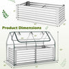 Galvanized raised garden bed with cover, measuring 68 x 33 x 21 inches, featuring roll-up windows for easy access.