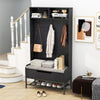 69 Inches Tall Hall Tree 4-in-1 Coat Rack with Seat Cushion and Shoe Storage-Black - Gallery View 1 of 10