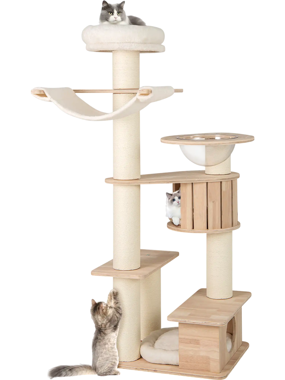 69 Inches Tall Cat Tree with Cozy Top Perch and Washable Plush Cushions