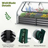Close-up of the galvanized raised garden bed with roll-up windows and smooth zippers for easy access and ventilation.