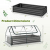 Galvanized raised garden bed with cover, measuring 69 x 33 x 12 inches, featuring roll-up windows for easy access.