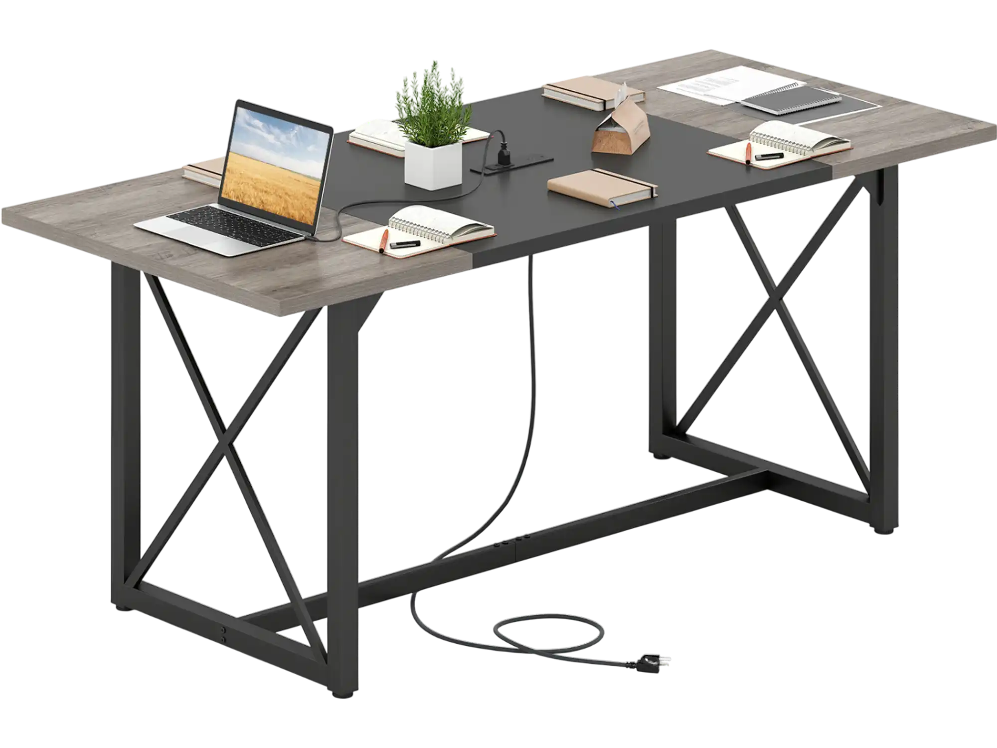 Costway 6' Conference Table with Power Outlets Seats 6-8 13821232 New