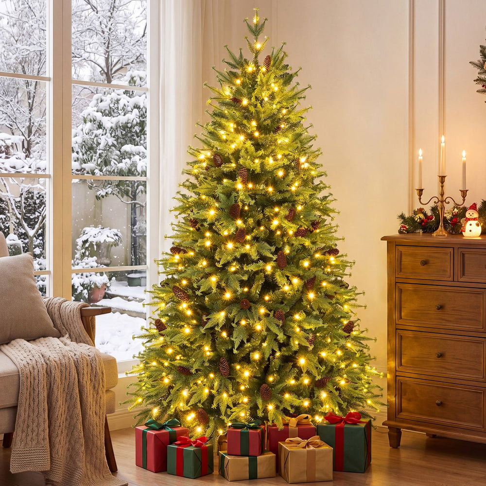 6FT Pre-Lit Artificial Christmas Tree with Warm White and Multicolor LED Lights - Gallery View 1 of 11