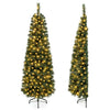 Half-shaped 6/7FT pre-lit artificial Christmas tree with 150 warm white LED lights, perfect for cozy corners and small spaces.