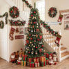 Half-shaped 6/7FT pre-lit artificial Christmas tree with 150 warm white LED lights adds festive charm to any corner.