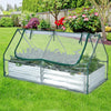 6 x 3 x 3 Feet Galvanized Raised Garden Bed with Greenhouse-Silver - Gallery View 1 of 9