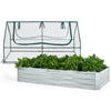 Galvanized raised garden bed with mini greenhouse, featuring dual windows and strong metal support for optimal plant.