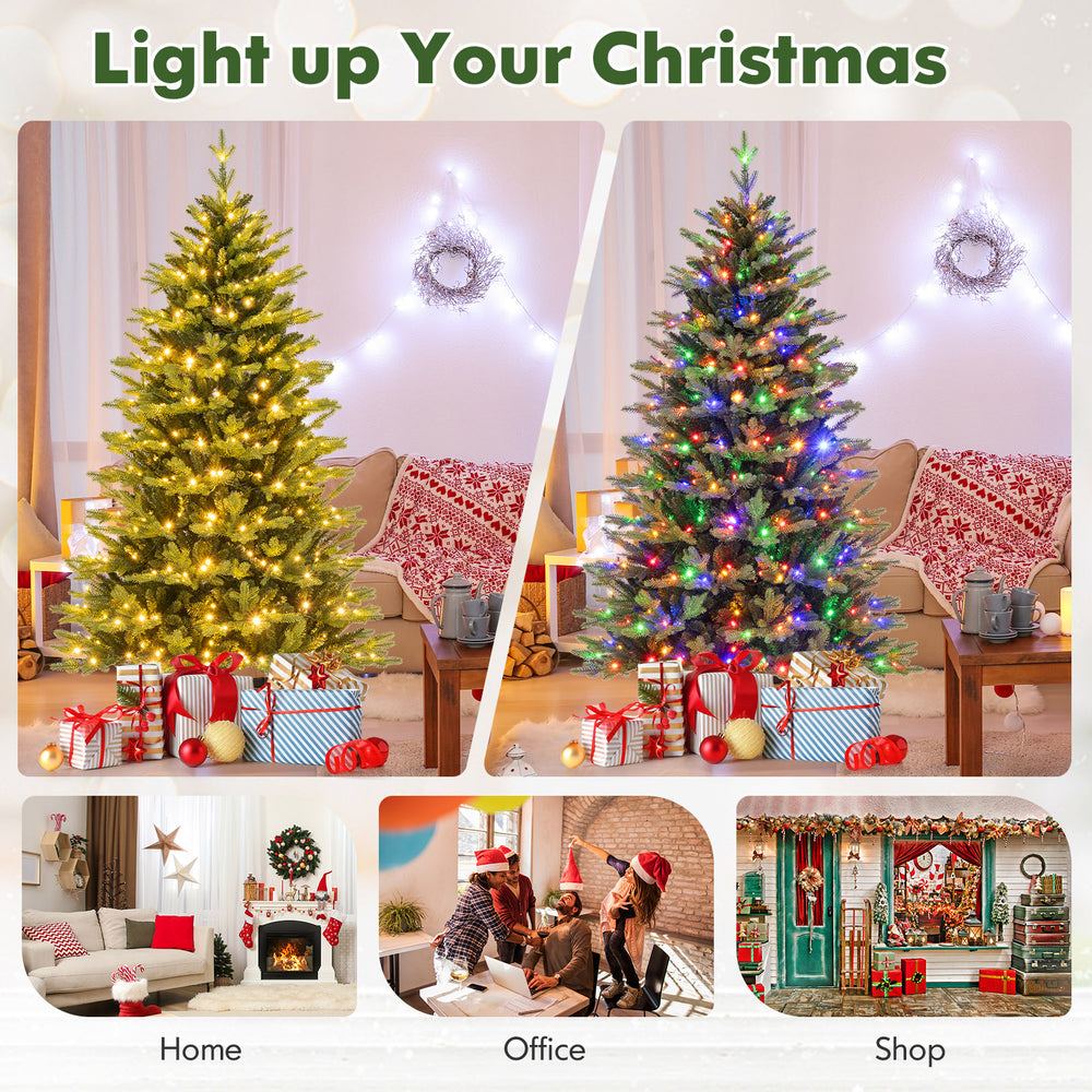 6 Feet Artificial Christmas Tree Hinged Xmas Tree with Lights and 3 Auto Timers - Gallery View 6 of 10