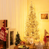6/7 FT Pre-Lit Artificial Silver Tinsel Xmas Tree with 790 Branch Tips and 300 LED Lights-6 ft - Gallery View 1 of 10