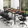 Large 6 feet rustic brown conference table for 8-10 people with cable management, ideal for meetings and presentations.