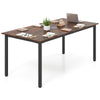 Large rustic brown conference room table, 6 ft x 3 ft, seats 8-10, with built-in cable hole and sturdy metal legs.