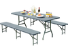 Gray 6-foot plastic folding bench with handle and lock, perfect for outdoor picnics and events, accommodating up to 4.