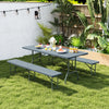 6 Feet Plastic Folding Bench Portable Seat with Handle and Lock-Gray - Gallery View 1 of 9
