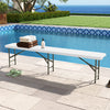 6 Feet Plastic Folding Bench Portable Seat with Handle and Lock-White - Gallery View 1 of 9