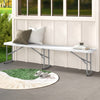 6 Feet Plastic Folding Bench Picnic Camping Dining Seat with Carrying Handle-White - Gallery View 1 of 9